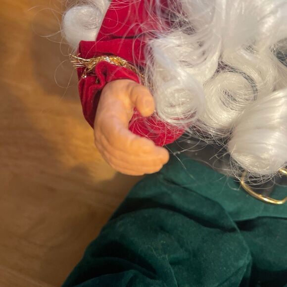 2 Christmas Santa Elves Vtg Ornament Shelf Sitter Bendable Fabric Dolls - Picture 6 of 7